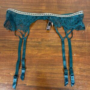 Victoria's Secret Gold Bedazzled Very Sexy Garter Belt M/LG Dark Green